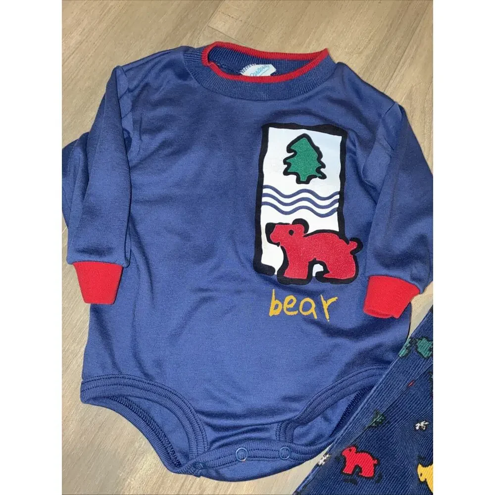 Vintage Carters 2 Piece Boys Set‎ 80s 90s Cordoroy Bear 18 Month